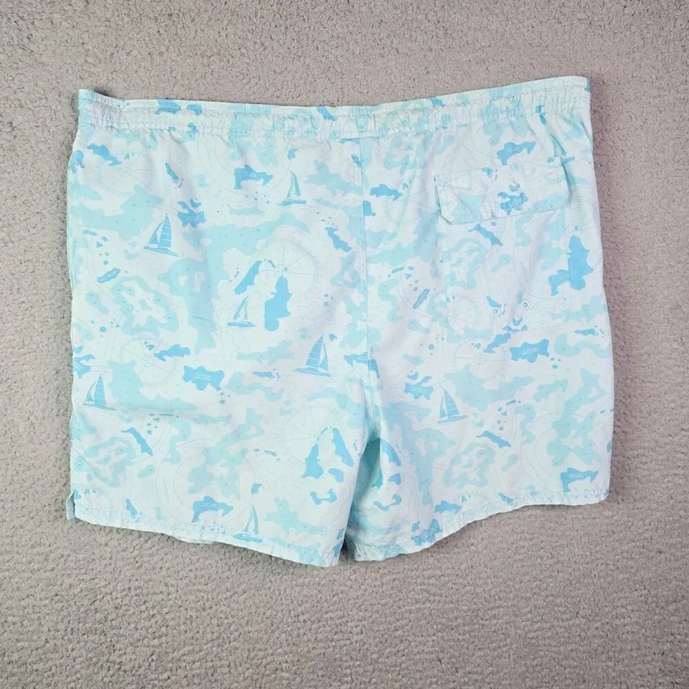 Vineyard Vines Swim Trunks Blue White XL Nautical Sailboat Chappy Preppy
